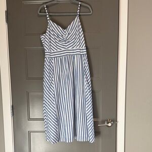 Evereve Blue and White Striped Smocked Top